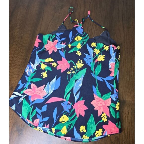 J. Crew Floral scalloped cami top women size 0 Style AL504 SP20 Blue Print Spagh - Picture 7 of 10